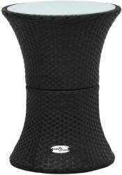 vidaXL Masă laterală de grădină, formă de tobă, negru, poliratan (48150)