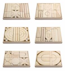 Viga Toys Set 6 modele blocuri arhitecturale de construit, natur, 158 buc, viga (50367) - bekid