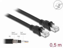 Delock Cablu de retea RJ45 Cat. 6A FTP cu manson metalic in interior 0.5m Negru, Delock 80112 (80112)