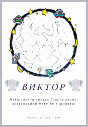 Takedstars Звездна карта - Детски 3 (Postervramka-44-w1)