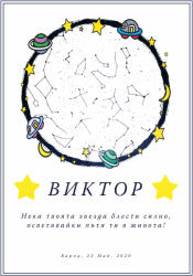 Takedstars Звездна карта - Детски 2 (Postervramka-45-w1)
