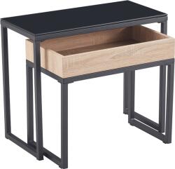 Mobikon Set 2 masute cafea mdf maro stejar metal negru Dagor 60x30x50 cm, 50x27x44 cm (0000290422) Masa de cafea