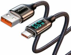 USAMS SJ544USB01 USB-A apa - USB-C apa 2.0 Adat és töltőkábel - Fekete (1.2m) (SJ544USB01)