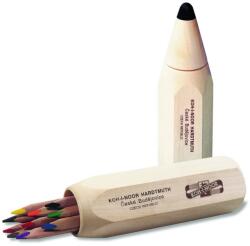 KOH-I-NOOR Set 10 creioane colorate KOH-I-NOOR TRIOCOLOR JUMBO NATUR in cutie lemn
