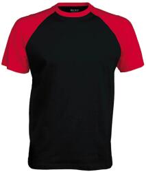 Kariban Tricou barbati, bumbac 100%, Kariban Baseball KA330, black/red (ka330bl/re)