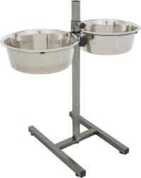 TRIXIE set de 2 boluri din otel inoxidabil cu suport in forma de H din metal (2 x 4.5 liter | ø 29 cm | Inaltime reglabila pana la 60 cm) (24923)