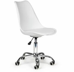 ModernHOME Scaun de birou rotativ, inaltime reglabila, cu perna pentru sezut, culoare alb (PC-009-alb)