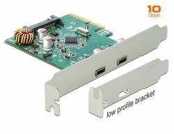 Delock PCI Express x4 kártya - 2 x külső SuperSpeed USB 10 Gbps (USB 3.1 Gen 2) USB Type-C hüvely (90397)