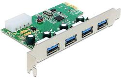 Delock PCI Express kártya > 4 x USB 3.0, CD (89363)
