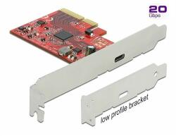 Delock PCI Express x4 Kártya - 1 x külső SuperSpeed USB 20 Gbps (USB 3.2 Gen 2x2) USB Type-C hüvely (89035)