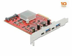 Delock PCI Express x4 kártya SuperSpeed USB 10 Gbps sebességgel, 2 x A-típusú USB-vel és 2 x USB Typ (89041) - dellaprint