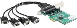 Delock PCI Express kártya > 4 x soros RS-232 nagy sebességű 921K tápfeszültséggel (89335)
