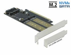 Delock PCI Express x16 Kártya - 1 x M. 2 B-kulcs + 1 x NVMe M. 2 M-kulcs + 1 x mSATA - alacsony profil (90486) - dellaprint