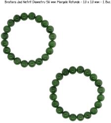  Bratara Jad Nefrit Rotund Fatetat 4x4 mm - Diametru 54 mm - Accesorii Argint 925