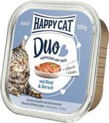 Happy Cat Cat Minkas Duo - Bucățele de pateu de cod / somon sălbatic și vită (24 x 100 g) 2400 g