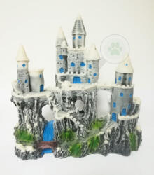 Castel pe munte albastru închis, decor acvariu (23.5 x 9.5 x 25 cm)