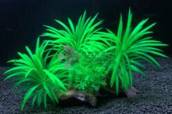 Plantă artificială verde de acvariu, alge cu frunze mici la bază 15 cm