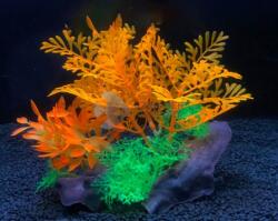 Plantă artificială de acvariu cu frunze portocalii și verzi 17 cm