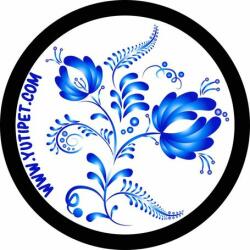 MONTANA DOG - Etichete grafice pentru hamurile Yutipet, mărimea M-XXL (motiv floral popular albastru)
