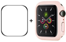 ENKAY plastic cu sticlă securizată pentru Apple Watch 7 45mm roz