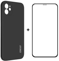 ENKAY + sticlă 3D Apple iPhone 12 negru