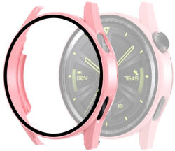 Husa din plastic cu sticla de protectie pentru Huawei Watch GT 3 42mm roz