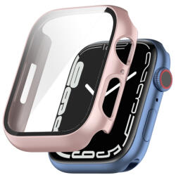  Carcasa din plastic cu sticla de protectie pentru Apple Watch 7 45mm roz
