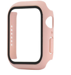 Husă din plastic cu sticlă de protecție pentru Apple Watch 6 / SE / 5/4 (44mm) roz