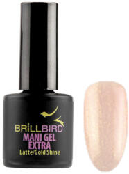 BRILLBIRD Mani Gel Extra - Latte - Gold shine 8 ml - Saját köröm erősítő gél lakk alap