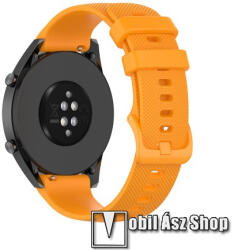  Okosóra szíj - szilikon, pontozott textúra - NARANCSSÁRGA - 92mm + 121mm hosszú, 20mm széles - SAMSUNG Galaxy Watch 42mm / Xiaomi Amazfit GTS / GT 3 42 mm / HUAWEI Watch GT 2 42mm / Watch Active / Act