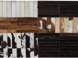 Mobikon Covor de lux din piele negru maro alb patchwork 201x300 cm (0000188866) - decorer Covor
