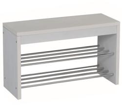 Mobikon Bancuta cu polite incaltaminte alb crom Lusia 80x30x47 cm (0000183210) Pantofar