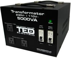 TED Electric Transformator de tensiune de la 230-220V la 110-115V 5000VA/4000W cu carcasa TED Electric