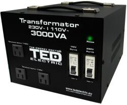 TED Electric Transformator de tensiune de la 230-220V la 110-115V 3000VA/2400W cu carcasa TED Electric
