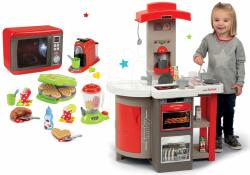 Smoby Set bucătărie de jucărie pliabilă Tefal Opencook Smoby roșu cu aparat de cafea și frigider și microunde și aparat de gofri și ustensile de bucătărie și gofri (SM312200-2) Bucatarie copii