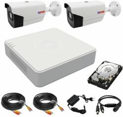 Hikvision Sistem supraveghere 2 camere Rovision oem Hikvision 2MP full hd IR40m, DVR 4 Canale 1080P lite, accesorii si hard incluse (33056-)