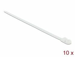 Delock Kábelkötöző szorító fűzőlyukkal Hx 400 x Sz 7, 6 mm, 10 darab fehér (18948)