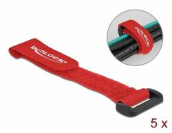 Delock Befűzős kábelkötegelő tépőzárral hossza 150 mm, szélessége 20 mm, 5 db. Piros (19526) - dellaprint