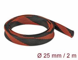 Delock Fonott kábelharisnya nyújtható 2 m x 25 mm fekete-piros (20748) - dellaprint