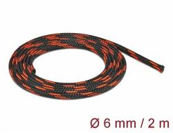 Delock Fonott kábelharisnya nyújtható 2 m x 6 mm fekete-piros (20738) - dellaprint