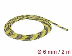 Delock Fonott kábelharisnya nyújtható 2 m x 6 mm fekete-sárga (20737)