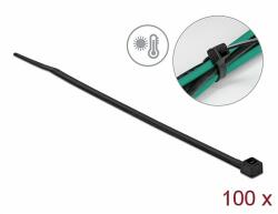 Delock Kábelkötöző ellenáll a forró hőmérsékletnek hossza 200 x szélessége 3, 6 mm, 100 db. Fekete (19353)