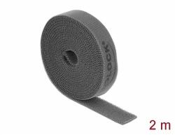 Delock Velcro szürke ragasztó szalag guriga Hx 2 m x Sz 15 mm (18389)