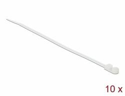 Delock Kábelkötöző szorító fűzőlyukkal Hx 300 x Sz 4, 8 mm, 10 darab fehér (18946)