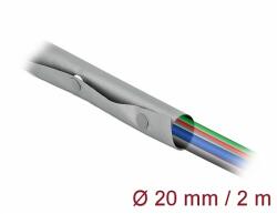 Delock Kábelkarmantyú patent szorítóval 2 m x 20 mm szürke / fekete (20726)