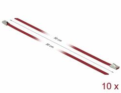 Delock Rozsdamentes Acél Kábelkötegek Hossza 500 x Szélesség 4, 6 mm piros 10 db. (18780)