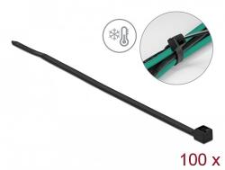 Delock Kábelkötöző ellenáll a hideg hőmérsékletnek hossza 100 x szélessége 2, 5 mm, 100 db. Fekete (19186)