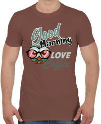 printfashion good morning owl - Férfi póló - Mogyoróbarna (6135647)