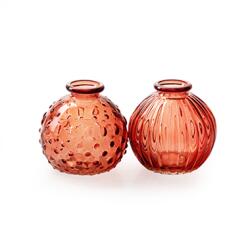  Váza gömb üveg 8, 5x8, 5cm narancssárga 2 féle, 1db (40554)