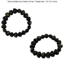  Bratara Obsidian Auriu Diametru 60 mm - Margele Inima - 12 x 14 x 10 mm
